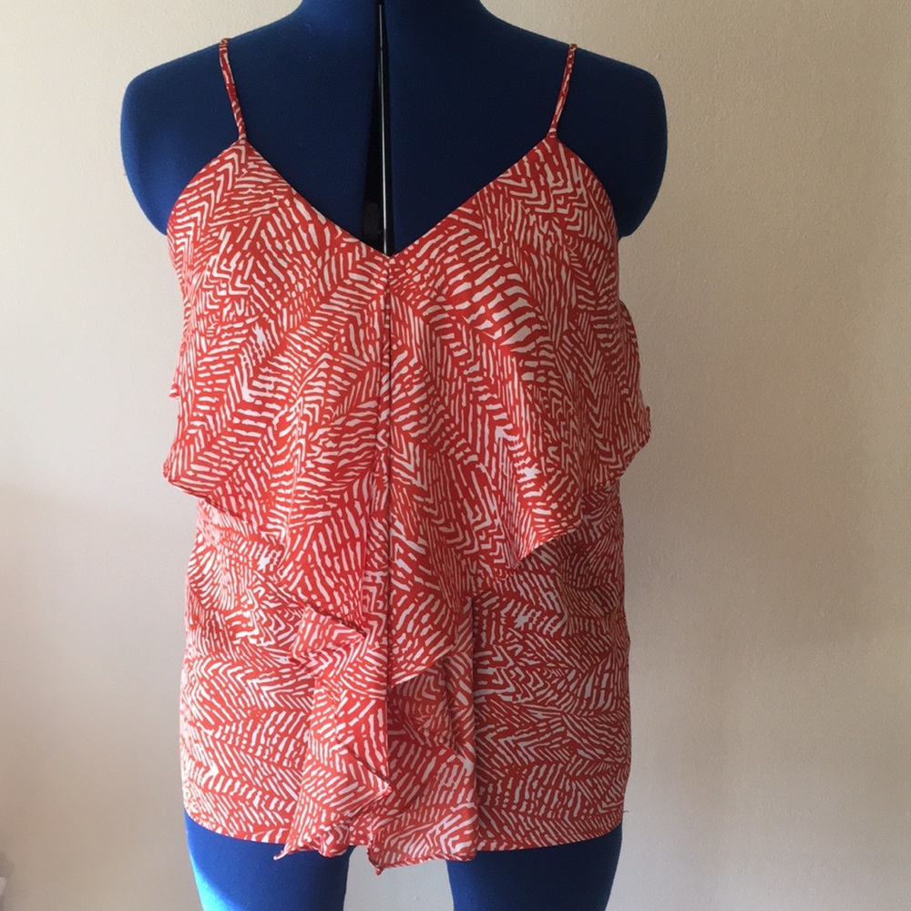 *SOLD* Greylin ruffle ikat print tank top